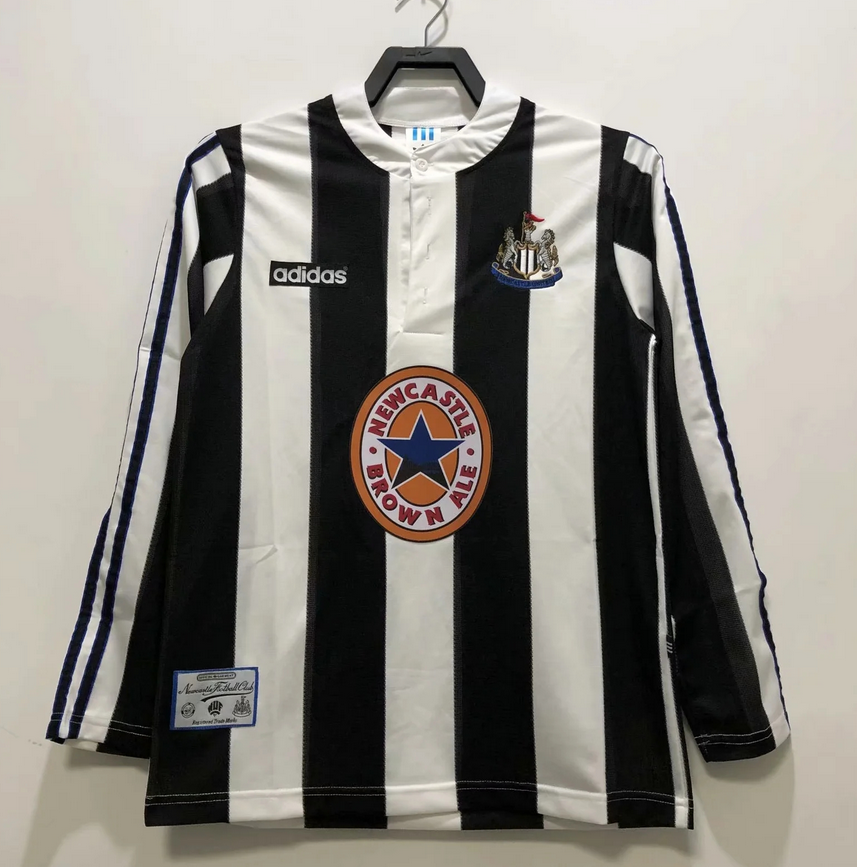 1995-97 Newcastle Retro Long Sleeve Home Kit Soccer Jersey